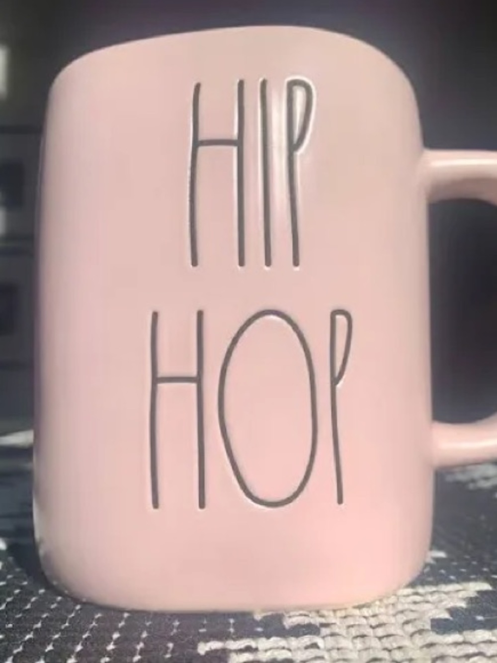 Rae dunn Hip Hop Ceramic Coffee Mug - pale pink